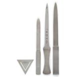 Tiffany & Co. A silver paper knife and bookmark by Tiffany & Co., the paper knife with striated p...