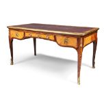 A French transitional rosewood, kingwood and tulipwood bureau plat, last quarter 18th century, gi...