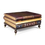 Maitland Smith, a coffee table in the form of three large leather bound books, 20th century, with...
