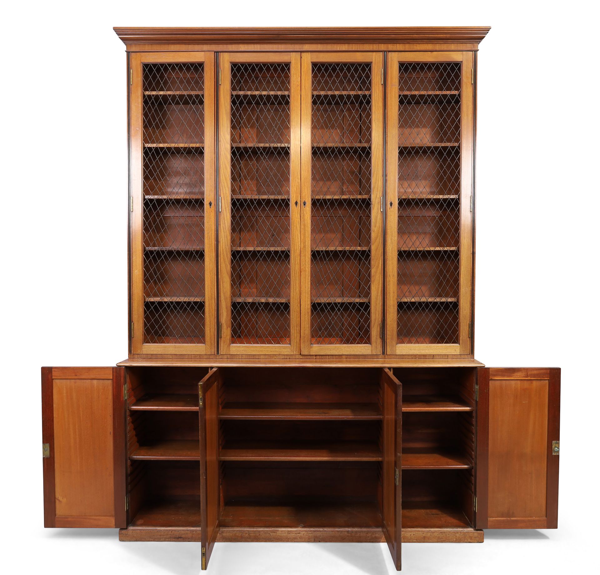 A George III mahogany library bookcase, first quarter 19th century, ebony strung, the moulded ste... - Bild 2 aus 2