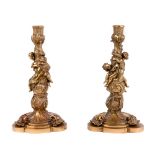 A pair of Louis XV ormolu candlesticks, c.1745-49, derived from a design by Juste-Aurèle Meissonn...