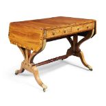 A Regency crossbanded rosewood sofa table, first quarter 19th century, boxwood inlaid and gilt me...