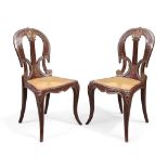 A rare pair of Victorian burgundy lacquered papier mache chairs by Bettridge and Co, second quart...