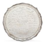 An Elizabeth II silver salver, London, 1964, Wakely & Wheeler, of shaped circular form, with gadr...