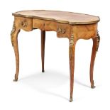 A French walnut dressing table, in the Louis XV style, last quarter 19th century, ormolu mounted,...