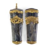 A George III gold-mounted grey banded agate etui, third quarter 18th century, the rococo mounts w...