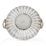 A George V silver bread basket, London, 1912, Goldsmiths and Silversmiths Co., the sides pierced ...