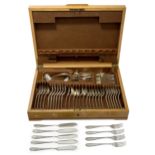 A part canteen of silver flatware, Sheffield, 1942, Roberts & Belk, comprising: six each table fo...