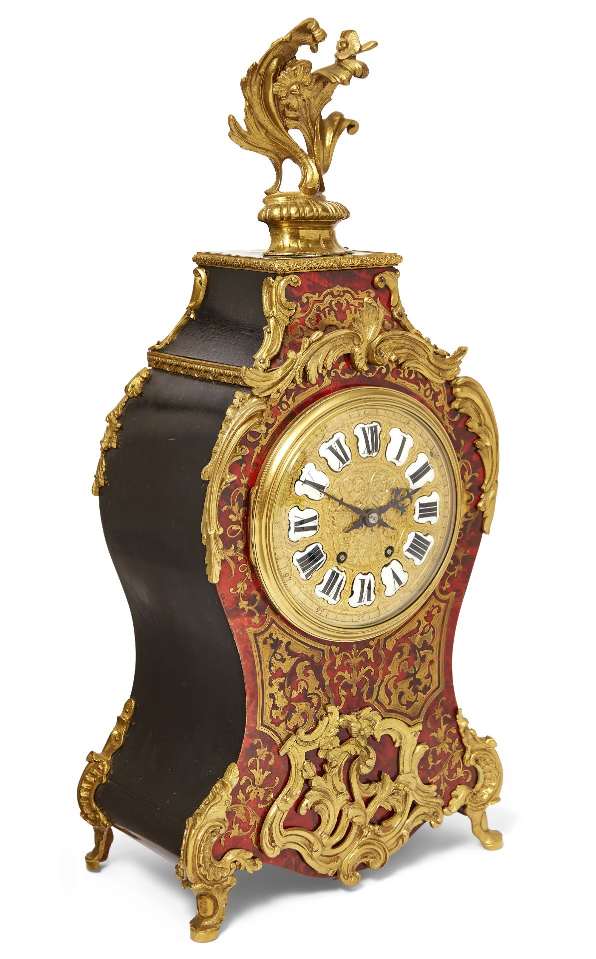 A French gilt-bronze mounted brass inlaid tortoiseshell bracket clock, in the manner of André-Cha... - Image 2 of 2