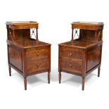 A pair of English mahogany bedside tables, in the Regency style, first quarter 20th century, the ...