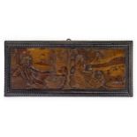 A carved soft and fruit wood intarsia relief of Bacchus and Ceres, Eger Workshops, possibly Adam ...