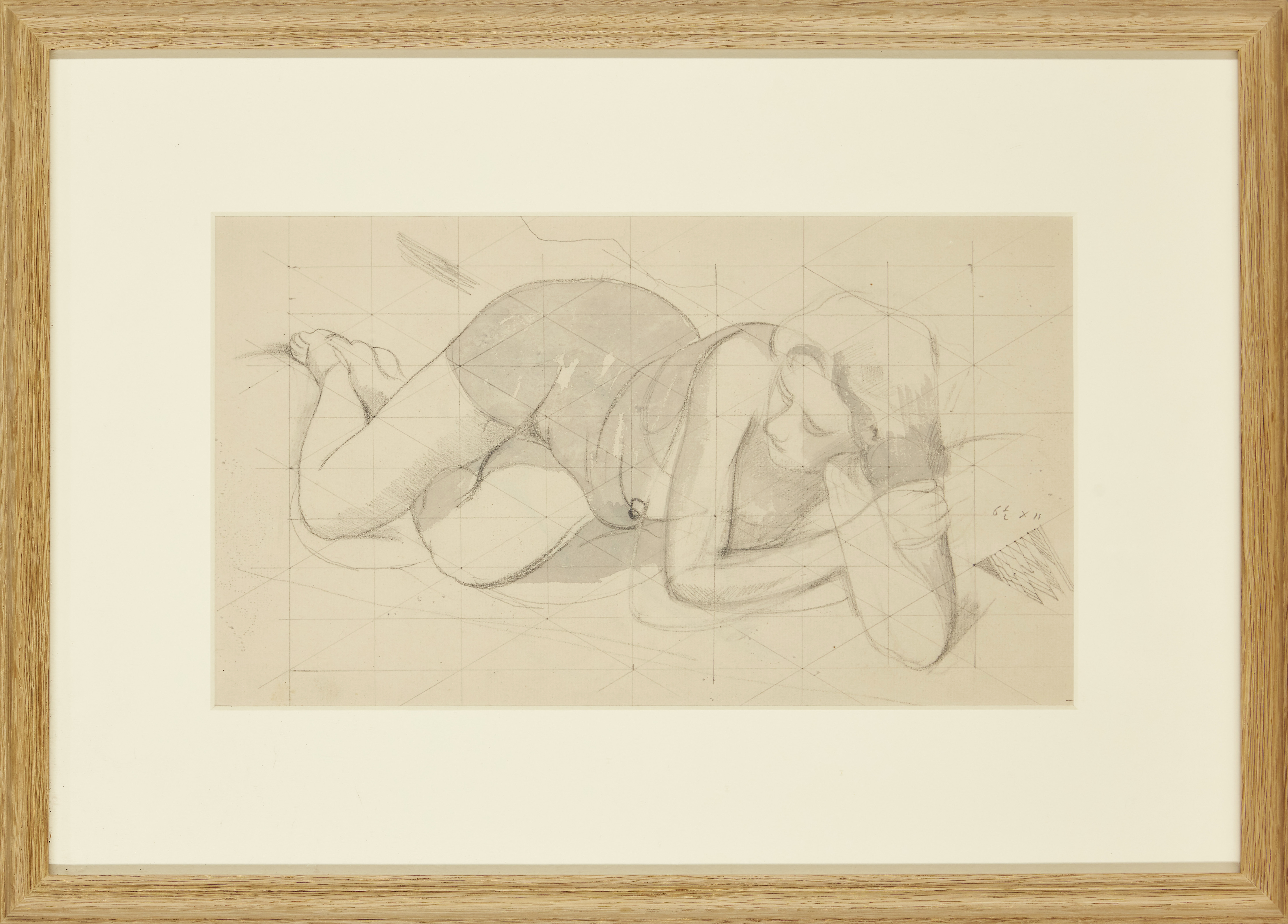 John Nash CBE RA,  British 1893-1977 -  Reclining Nude;  pencil and wash on paper, 20 x 35 cm (... - Image 2 of 3