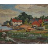 Russell Sidney Reeve,  British 1895-1970 -  River scene;  oil on canvas, signed lower right 'Ru...