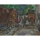Donald Young,  British 1924-1990 -  The Last Horse-Drawn Milk Floats in Underhill Rd., E. Dulwic...