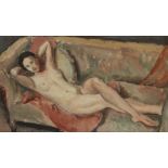 Bernard Meninsky,  Ukranian/British 1891-1950 -  Reclining nude on a couch, 1928;  oil on paper...
