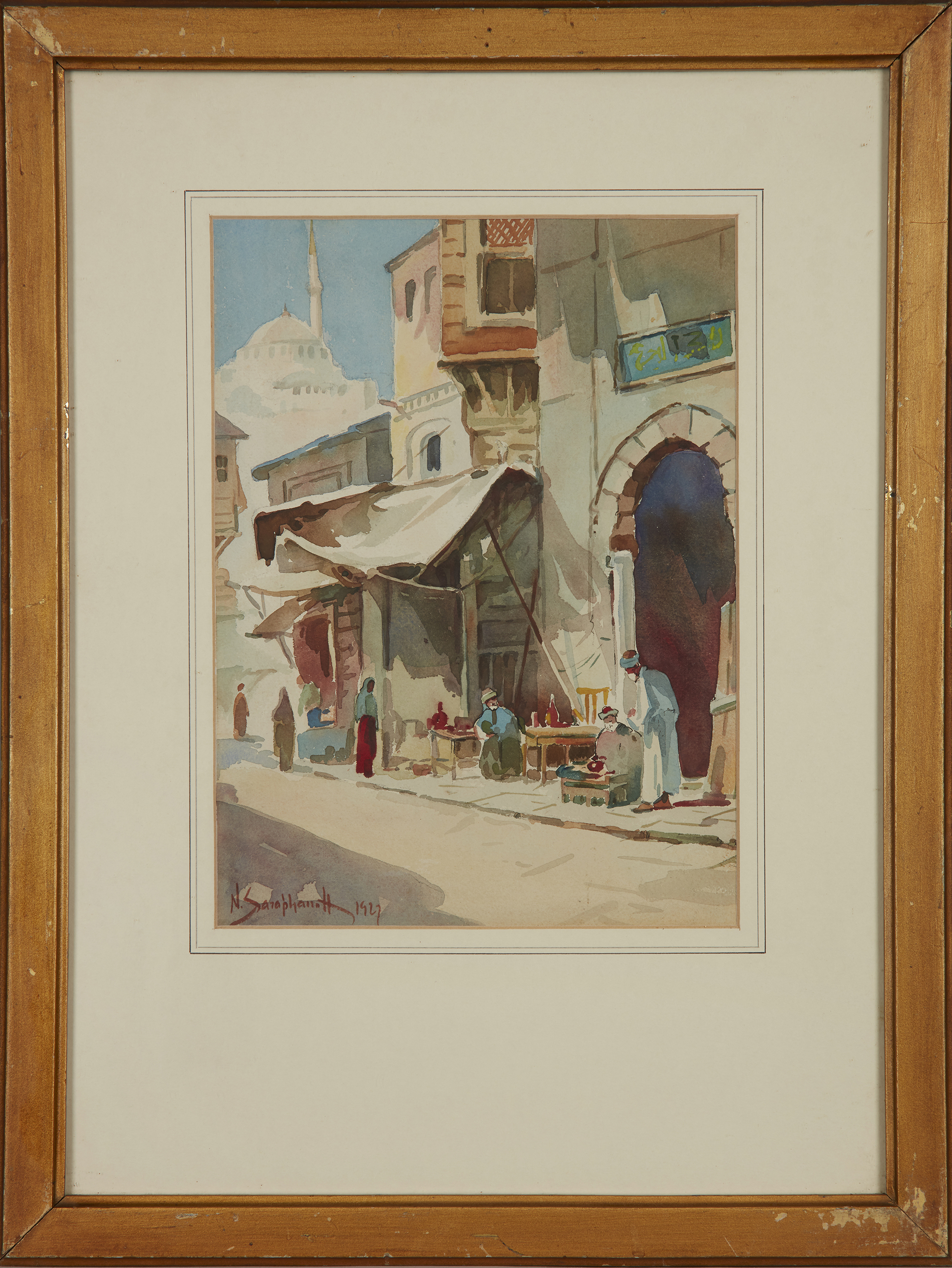 Nikolai Saraphanoff, Russian active c.1927 - Street in Instanbul, 1927; watercolour on paper, s... - Image 2 of 3