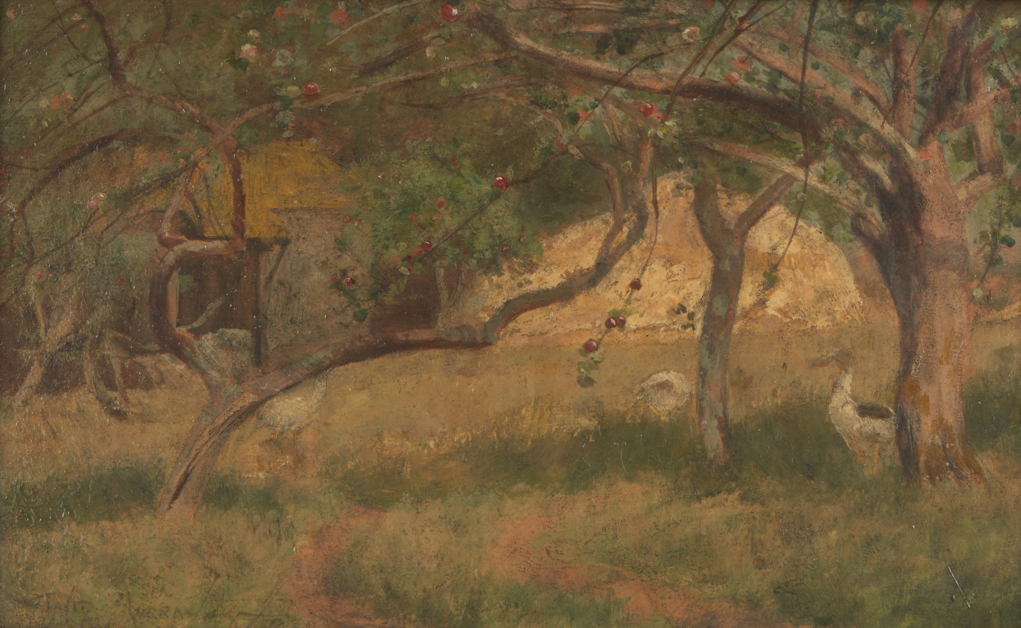 Sir David Murray RA HRSA PRI,  Scottish 1849-1933 -  Normandy Orchard;  oil on panel, signed in...