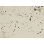 Paul Wieghardt,  German/American 1897–1969 -  Figure by a tree, 1966;  ink on paper, signed, da...