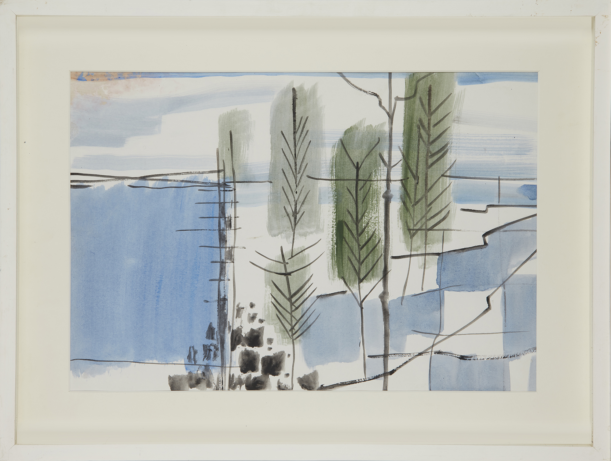 Robert Frame,  Scottish c.1922-1999 -  Untitled (Abstract landscape with trees), c.1950s;  wate... - Image 2 of 6