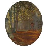 Pierre Marcel-Béronneau,  French 1869-1937 -  Paysage;  oil on oval shaped board, stencilled on...