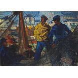 John Rankine Barclay,  British, 1884-1962 -  Fisherman on a quayside;  watercolour on paper, si...