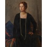 Ethel Heron,  British active c.1902-1933 -  A Lady in Black;  oil on canvas, signed lower left ...