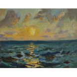 Richard Hayley Lever,  Australian/American 1876-1958 -  Sunset;  oil on canvas, with studio sta...