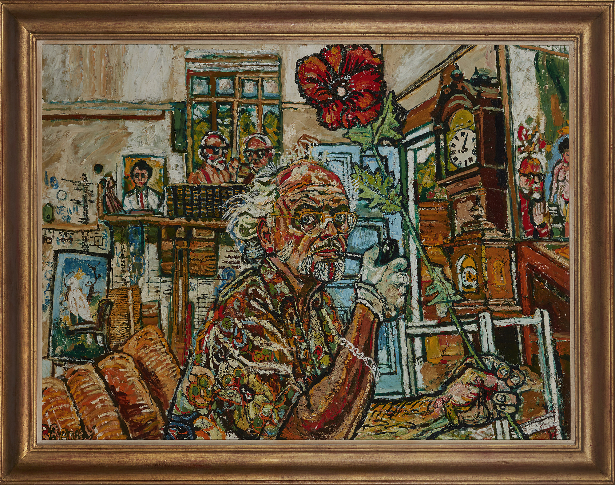 John Bratby RA,  British 1928-1992 -  Self-portrait with a poppy;  oil on canvas, signed lower ... - Image 2 of 3