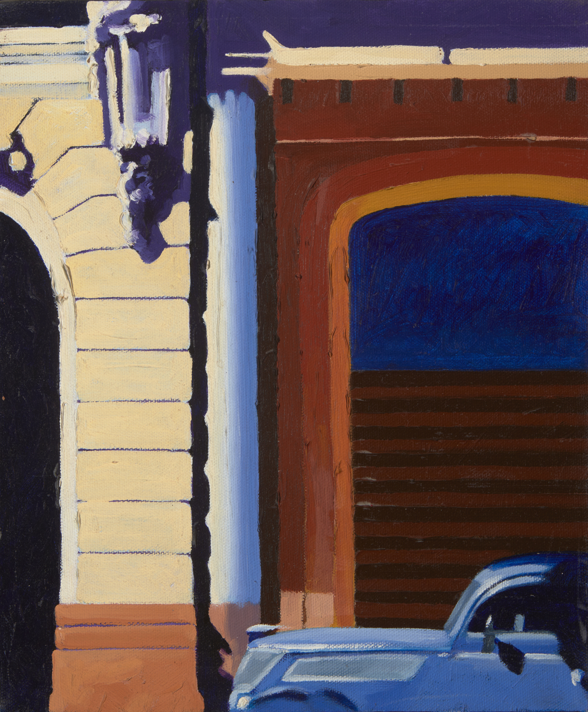 Poul Webb,  British b.1947 -  Blue Car, 1997;  oil on canvas, 30 x 25 cm (ARR)  Provenance:  w...