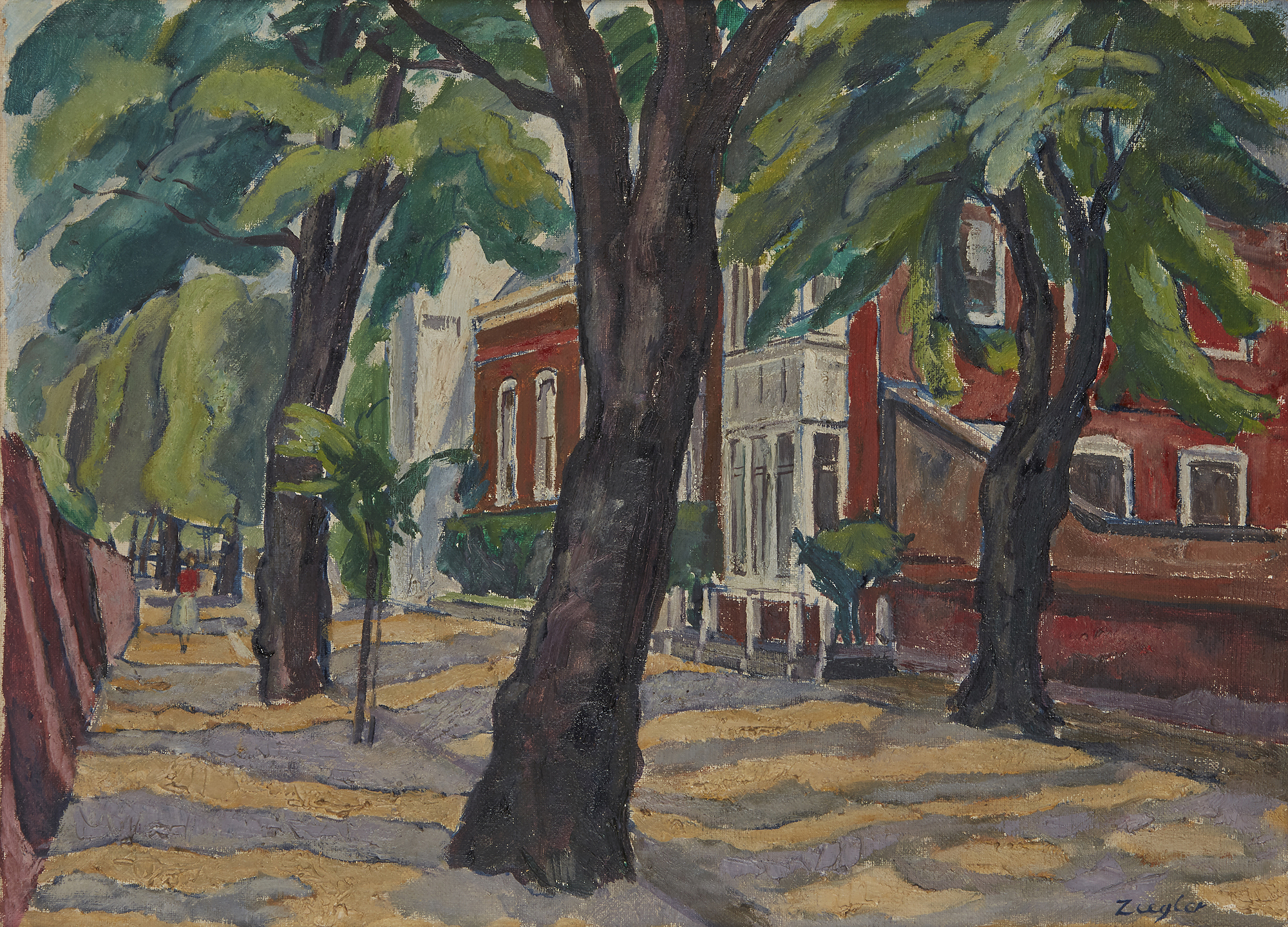 Archibald Ziegler,  British 1903-1971 -  Hampstead street scene;  oil on canvas, signed lower r...