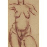 John Rattenbury Skeaping RA,  British 1901–1980 -  Standing nude, 1936;  red chalk on paper, si...