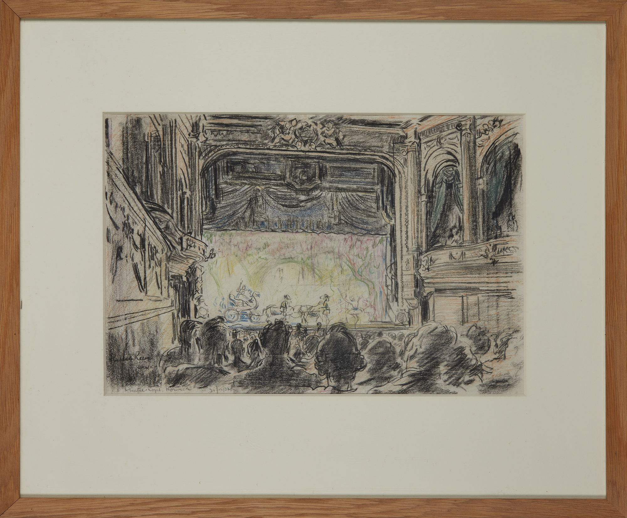 Russell Sidney Reeve,  British 1895-1970 -  Theatre Royal, Norwich, 1932;  pastel on paper, sig... - Image 2 of 6