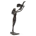 Kees Verkade, Dutch 1941-2020 - Woman releasing a bird, 1980; bronze, signed, dated and numbere...