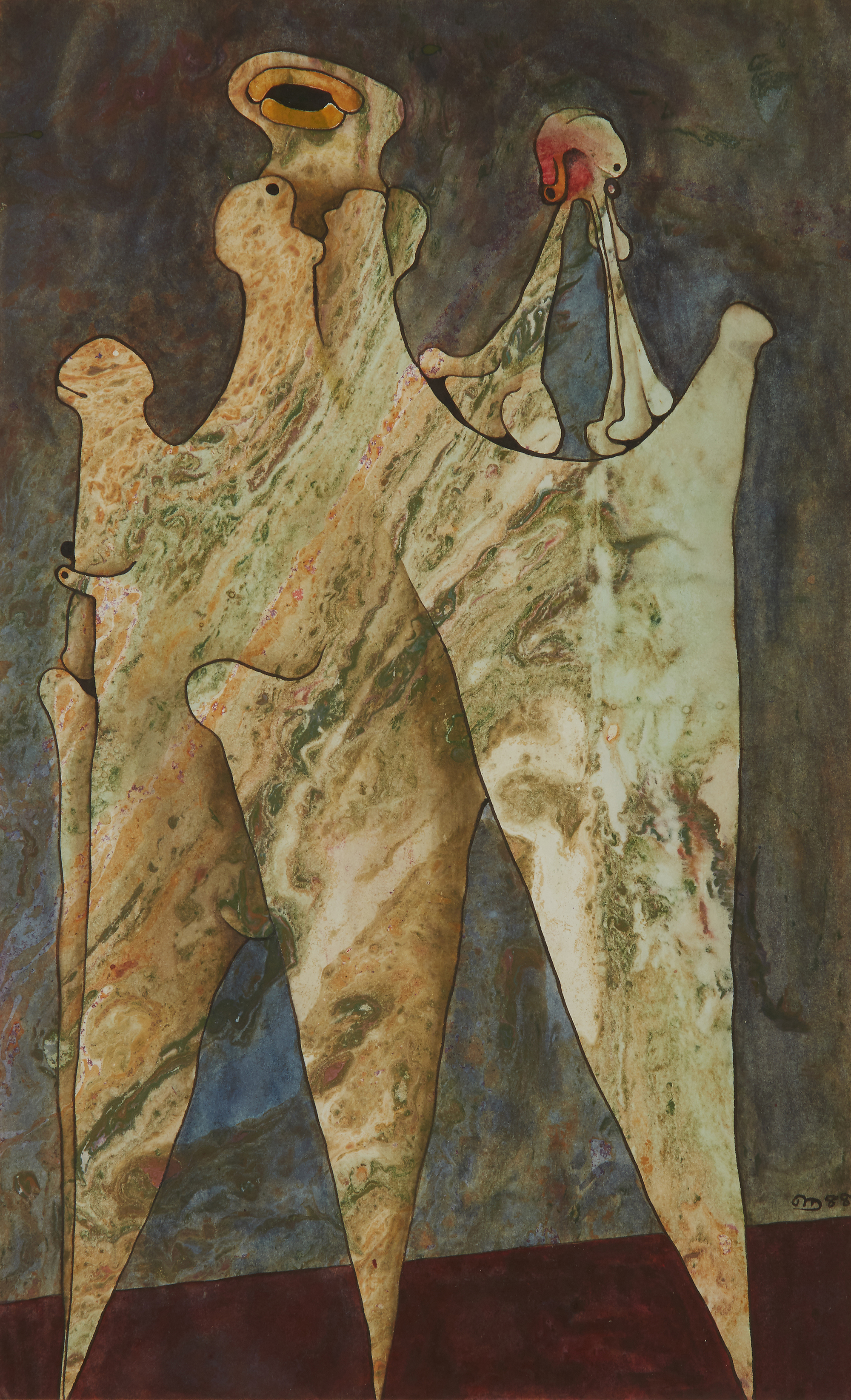 Desmond Morris,  British b.1928 -  Drawing No.21 Memorial Figure, 1988;  watercolour, gouache a...