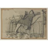 William Brooker,  British 1918-1983 -  Woman Reclining on a Bed, 1952;  pencil on paper, dated ...