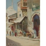 Nikolai Saraphanoff, Russian active c.1927 - Street in Instanbul, 1927; watercolour on paper, s...