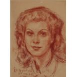 Joseph Oppenheimer,  Geman/British 1876-1966 -  Portrait of a lady;  red chalk on paper, signed...