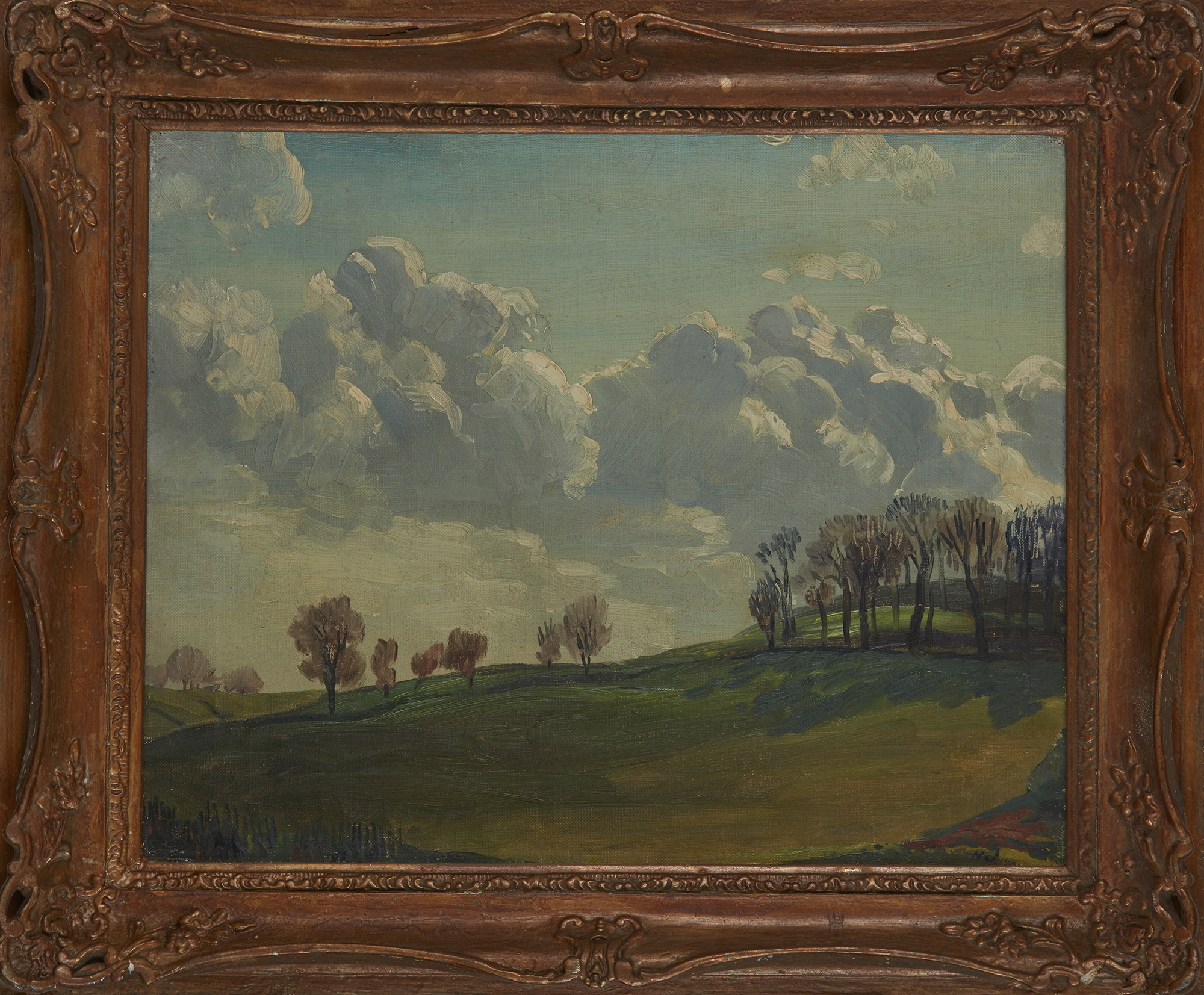 Norman Janes RWS RE RSMA,  British 1892-1980 -  Landscape;  oil on canvas, signed with initials... - Image 2 of 3