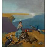 Julius Moessel,  German 1872-1960 -  Diana with animals;  oil on canvas, signed lower right 'Mo...