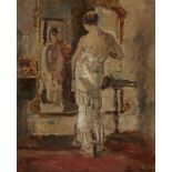 Dame Ethel Walker,  British 1861-1951 -  Portrait of a lady, looking in a mirror;  oil on canva...