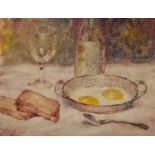 Lucien Boulier, French 1882-1963 - Breakfast scene; oil on board, signed lower left 'Boulier', ...