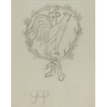 David Jones,  British 1895-1974 -  Study for the Golden Cockerel Press Colophon, c.1925;  penci...