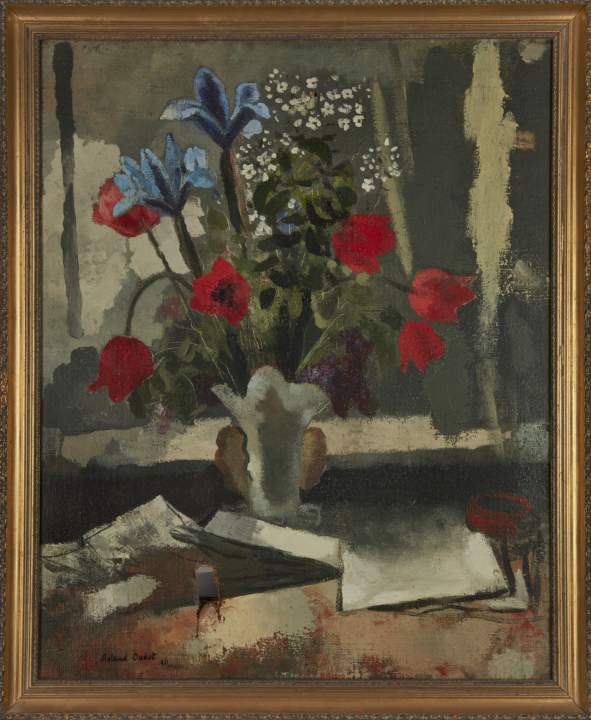 Roland Oudot,  French 1897-1981 -  Floral still life, 1931;  oil on canvas, signed and dated lo... - Image 2 of 3