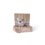 Banksy, British b. 1972- The dove of piece, a wall souvenir from the Walled off Hotel; wood, pa...