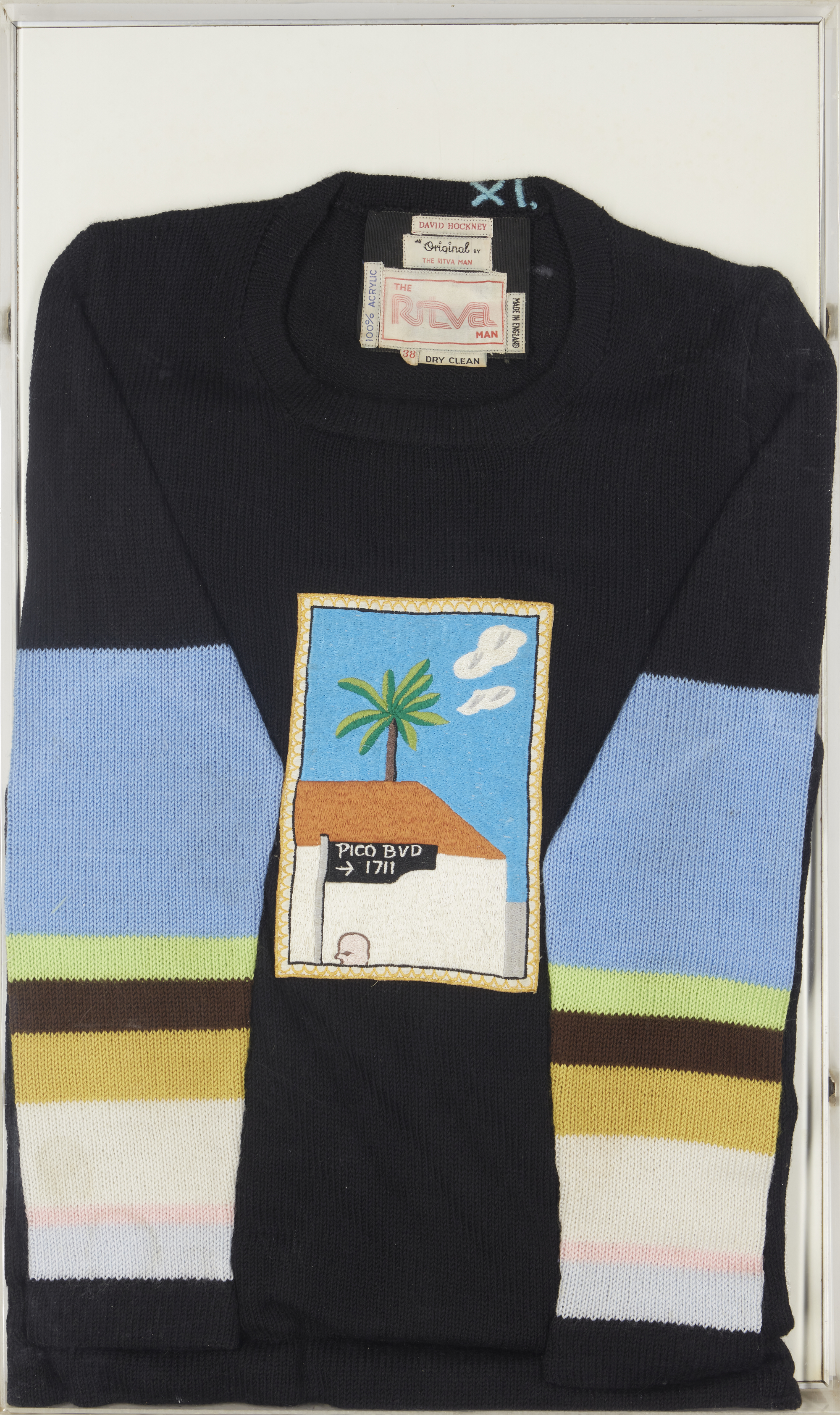 David Hockney OM CH RA, British b. 1937- Artist's Sweater, 1971; size 36 machine knitted acryli...