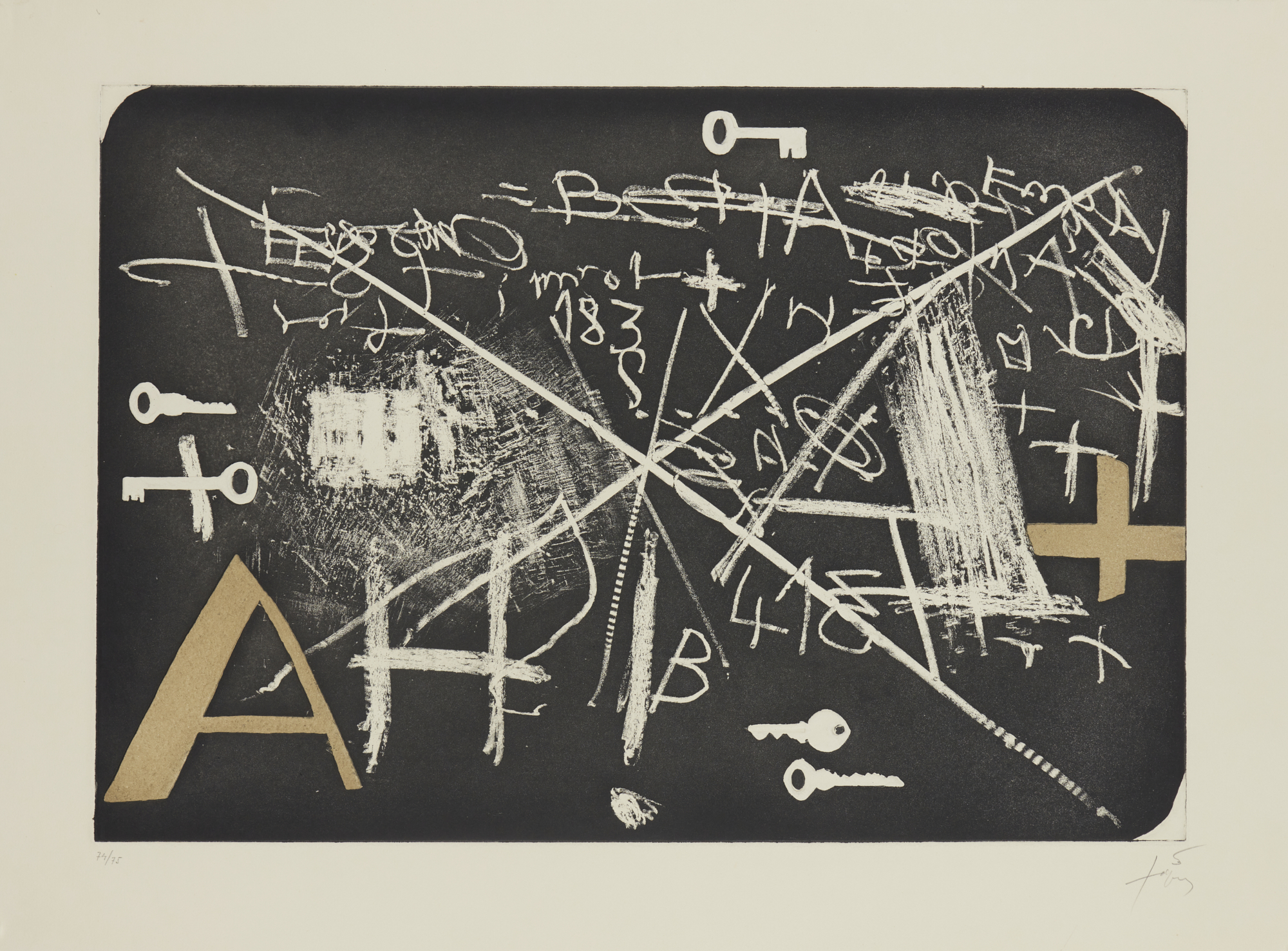 Antoni Tàpies, Spanish 1923-2012,  Esperit català II, 1974; etching with aquatint and embossing...