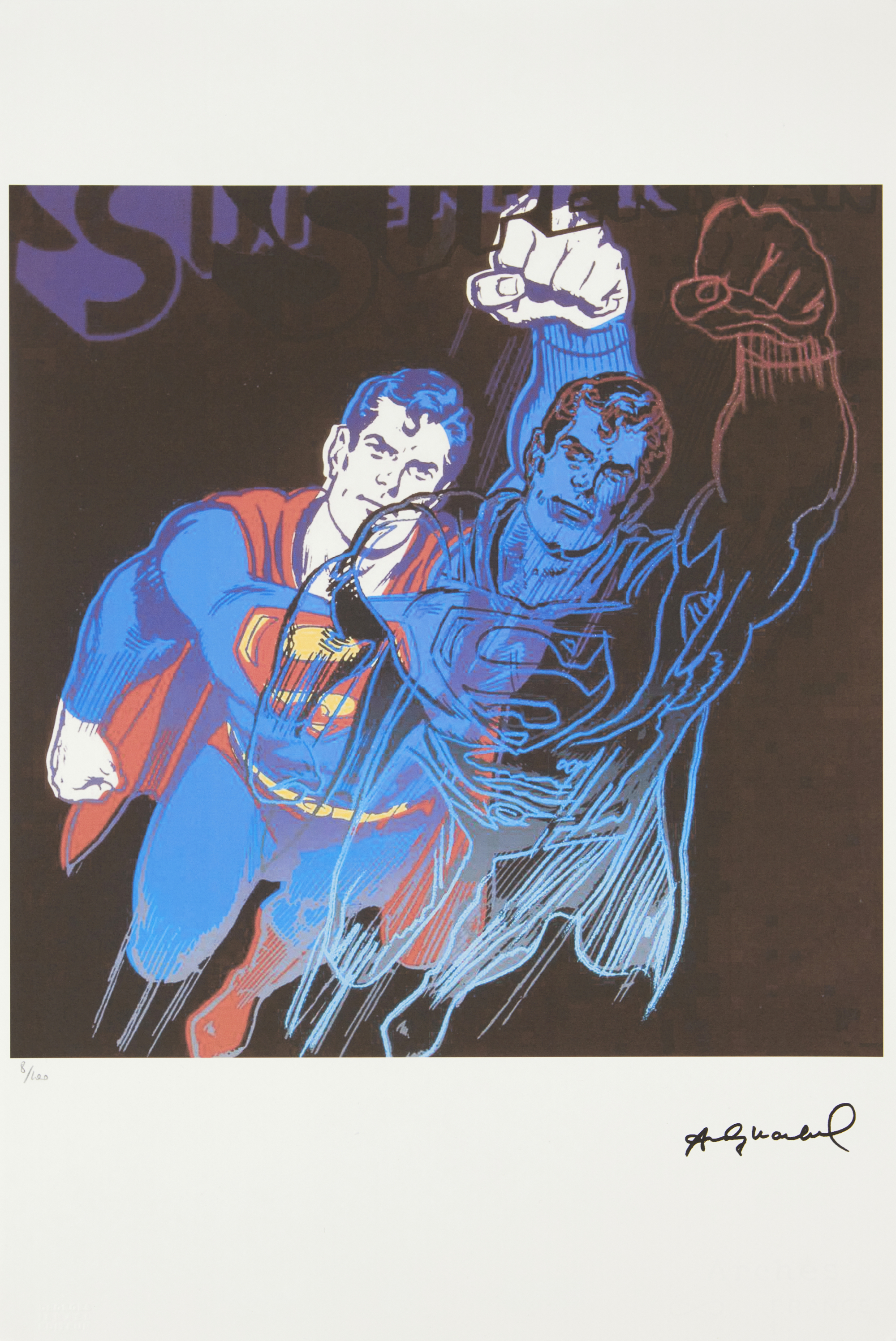 After Andy Warhol, American 1962-1987, Superman;  offset lithograph in colours on Arches paper,...