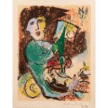 Marc Chagall, French/Russian 1887-1985,  L'Artiste, Autoportrait (from Poèmes), 1968;  woodcut ...