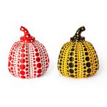 Yayoi Kusama, Japanese b.1929- Pumpkins, 2016; two painted cast resins with original boxes as i...