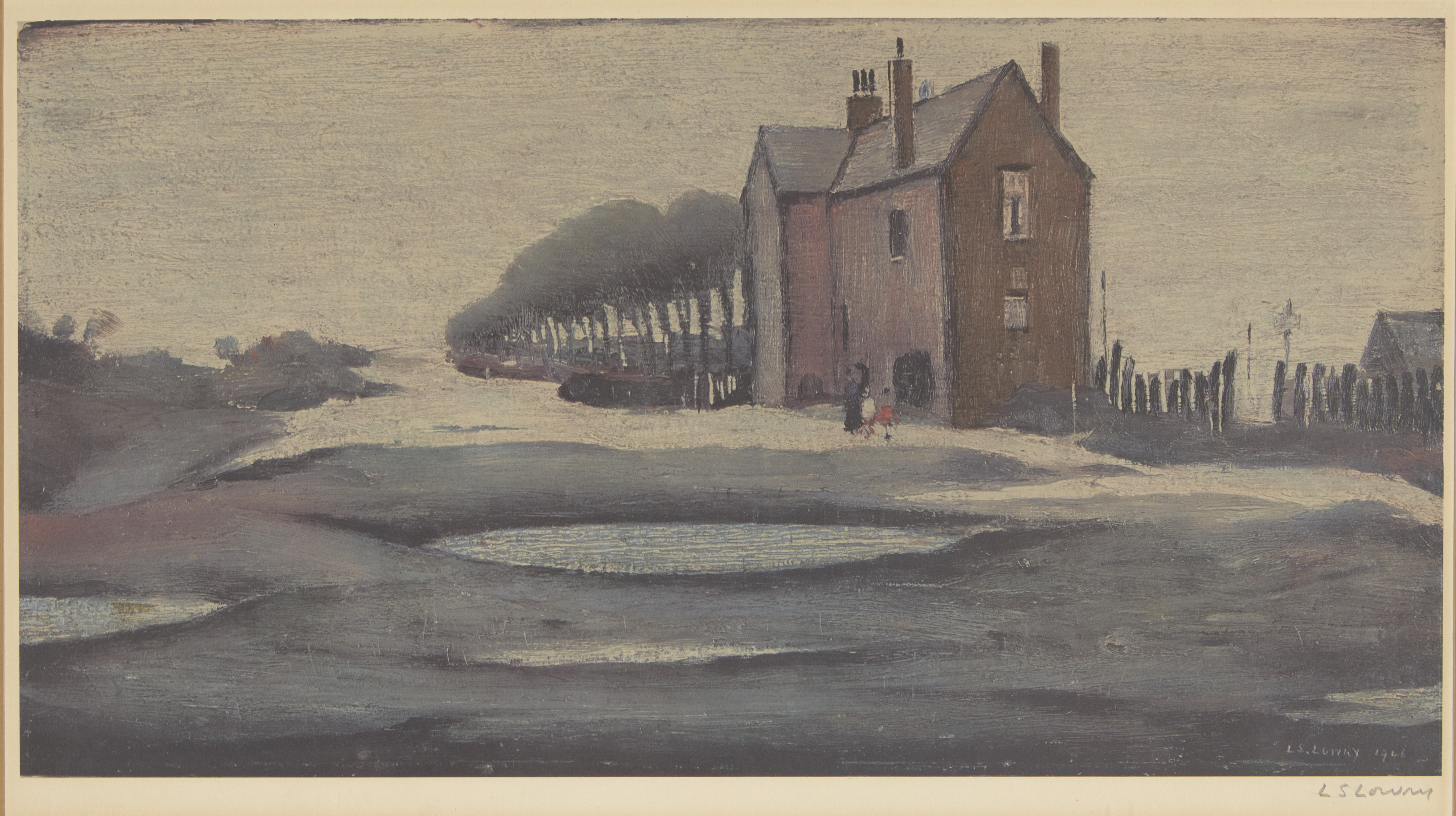 Laurence Stephen Lowry RBA RA, British 1887-1976, The Lonely House; offset lithograph in colour...